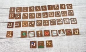 Vintage Handcrafted Wooden Perpetual Calendar Tiles 42 Pcs Dates Holidays